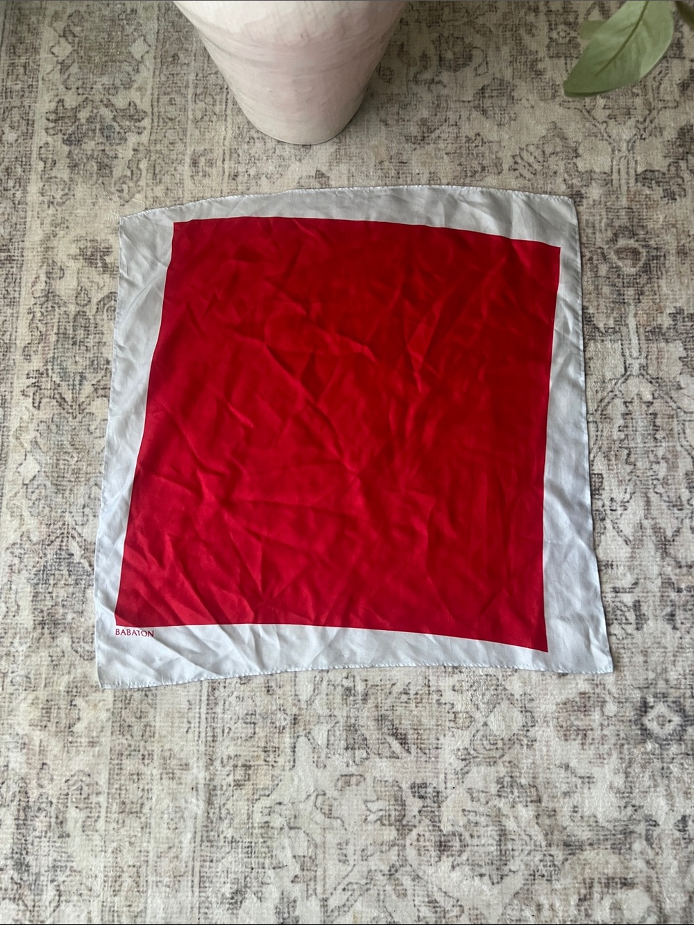 Babaton Silk Square Scarf - Red & White French Girl Chic Color Block